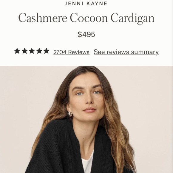 Jenni Kayne Cashmere Cocoon V Neck Button Knit Oversized Cardigan Sweater Black - Picture 10 of 10